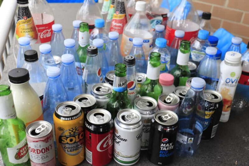 Cans and bottles for recycling